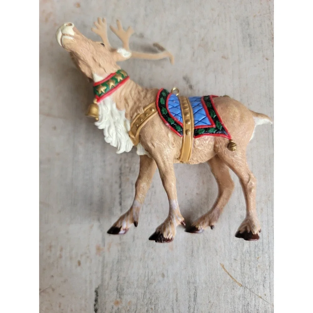 Hallmark ready reindeer vintage ornament Xmas Santa Claus home